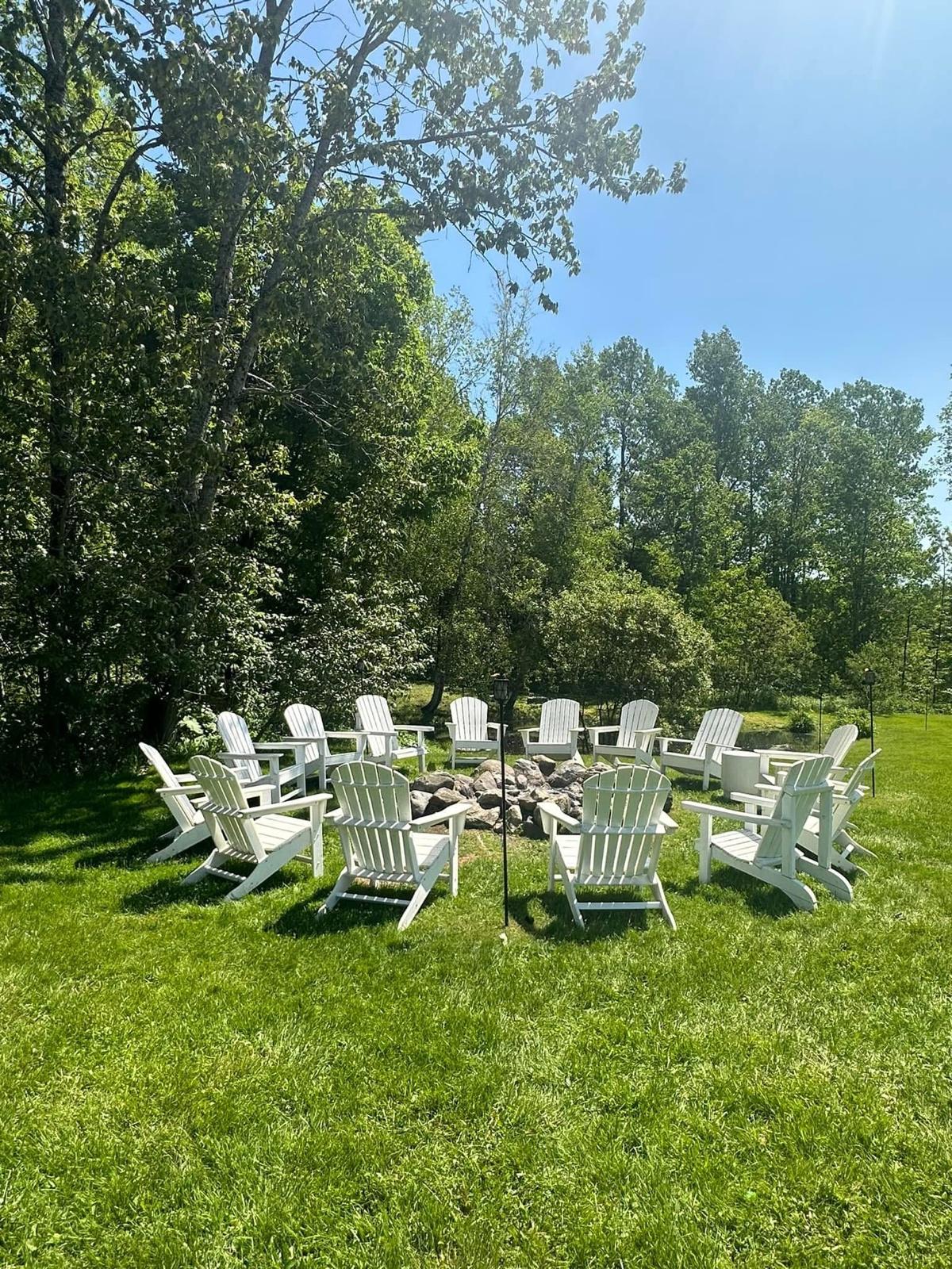 Fire Pit — Morning with Adirondack chairs